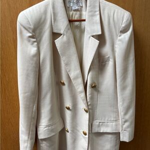 Dior Cream Double-Breasted Blazer with Gold Buttons